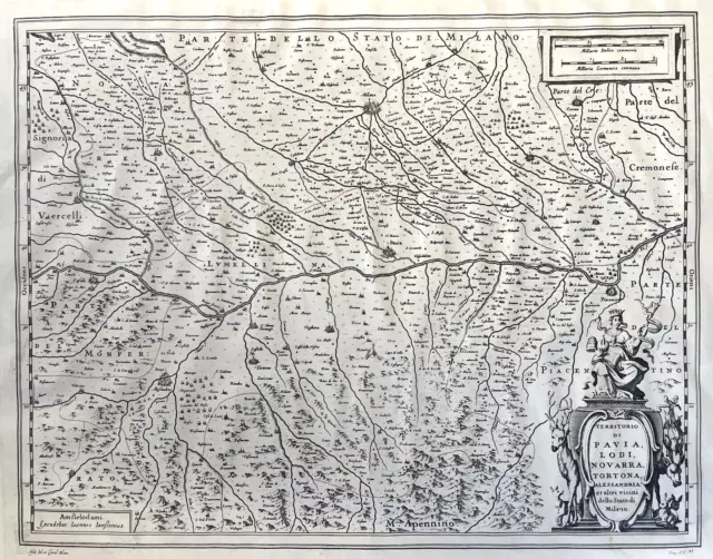 Antica Stampa Litografia Carta Geografica Territorio Di Pavia Lodi Novarra '900