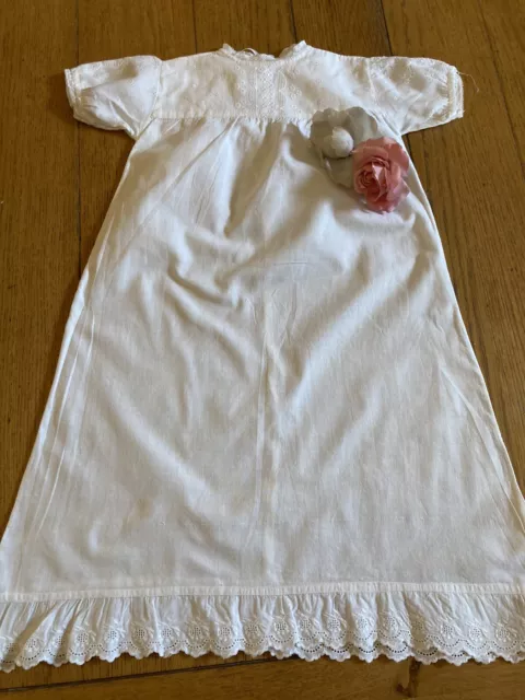 Antique Edwardian Childs Nightdress/Petticoat Broderie Anglaise Cotton Suit Doll