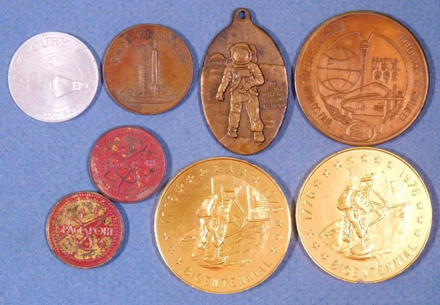 Space Related Tokens + "Junk Drawer"  Mercury 62 World's Fair Space Port tr12-3
