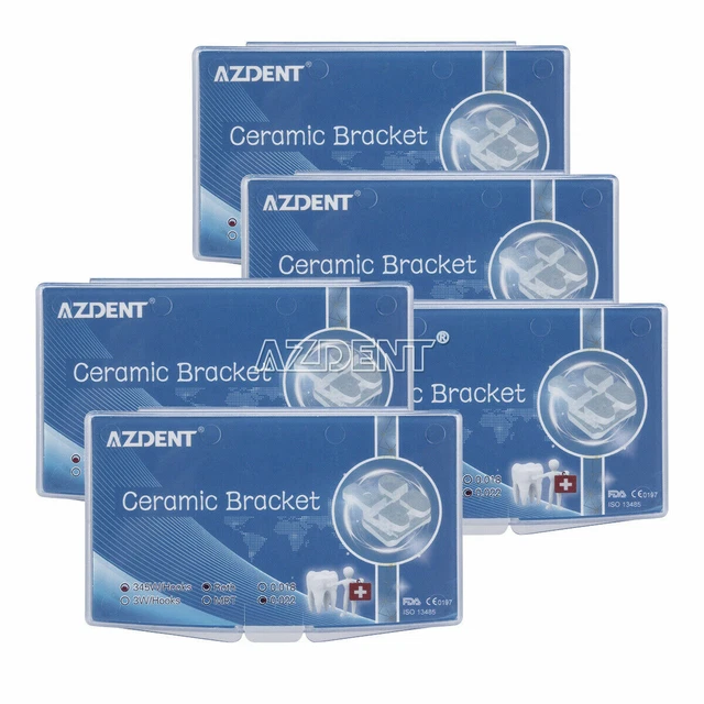 5* Dental Ortho Ceramic Brackets Brace Roth.022 Hooks 345 Laser Mark 20pcs/Kit