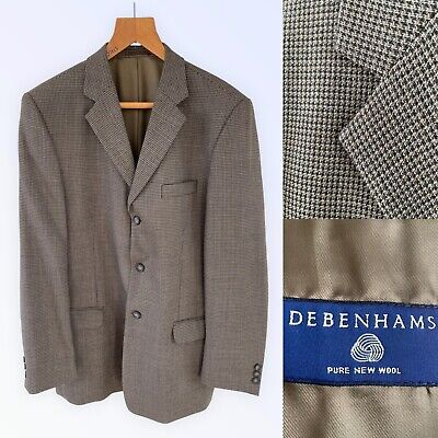 Debenhams Pure New Wool Jacket Blazer Size 40 Long Brown Neutral Men’s Smart