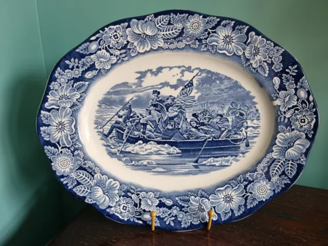 Liberty Blue  Platter Staffordshire Washington Crossing The Delaware FREE P&P