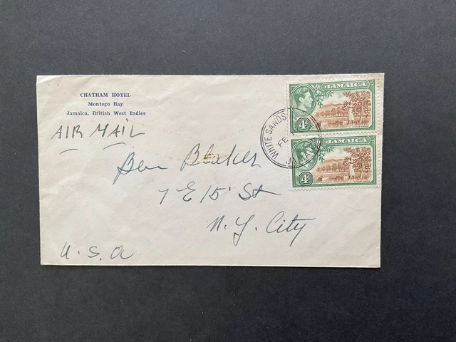 Postal History - Jamaica George VI Air Mail To USA  . White Sands Postmark .