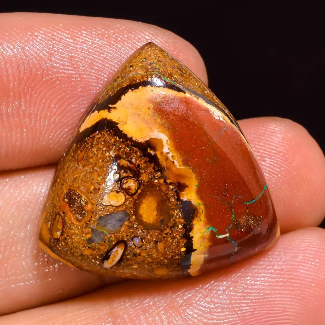 24.65Cts. 100% Natural Multi Fire KOROIT Boulder Opal Trillion Cabochon Gemstone