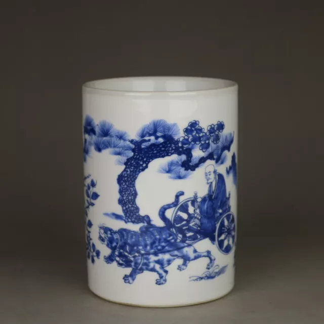 Chinese Porcelain Jingdezhen Blue and White Gui Gu Zi Brush Pots 5.23 Inch