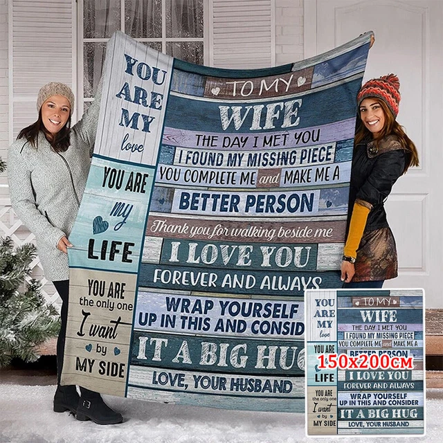 150x200cm Flannel Letter Printed Blanket Soft Bed Blanket to My Daughter/Wife