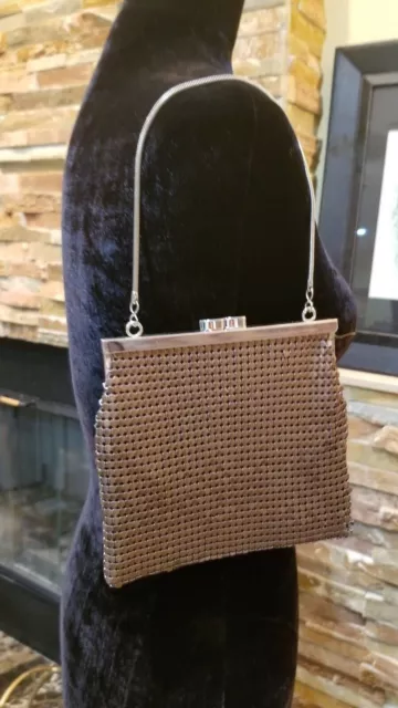 Vintage Metal Mesh Bronze Purse Handbag Small Gorgeous color 1930s 1940s