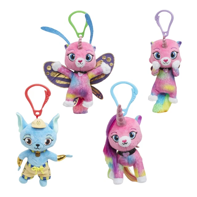SET OF 4 Rainbow Butterfly Unicorn Kitty Plush Key Chain Bundle Ages 3 set-of-4-rainbow-butterfly-unicorn-kitty-plush-key-chain-bundle-ages-3