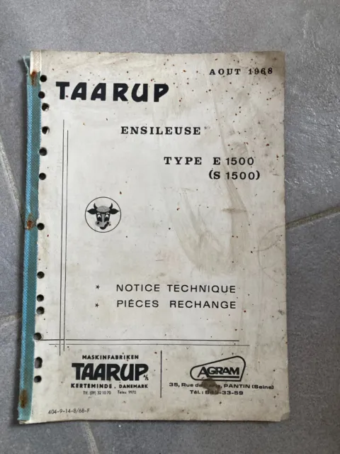 Notice technique / pieces rechange ensileuse TAARUP  type E S 1500  08/1968  G76