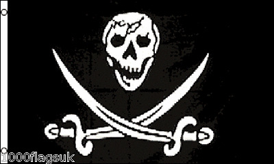 Pirate Jolly Roger Skull and Crossbone Two Swords 5'x3' Flag - LAST FEW
