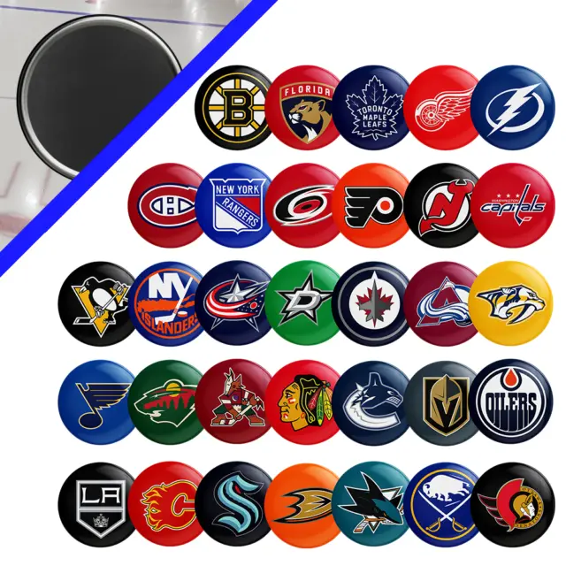 NHL Team Logo Magnets 2.25" FULL SET/ALL TEAMS, 2.25" Pro Hockey Fan -Great Gift
