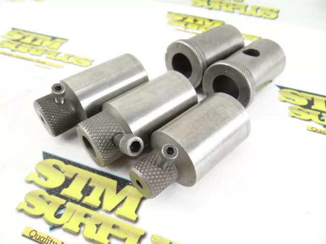 Lot Of 5 Weldon End Mill Sharpener Spindle Bushings 1-1/4" Od 3/16" To 3/4"