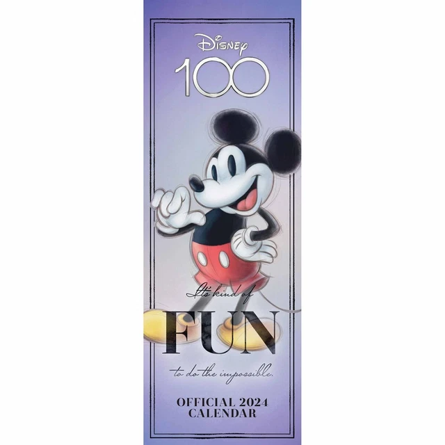 DISNEY, QUOTES 100 Years Slim Calendar 2024 Entertainment Month To