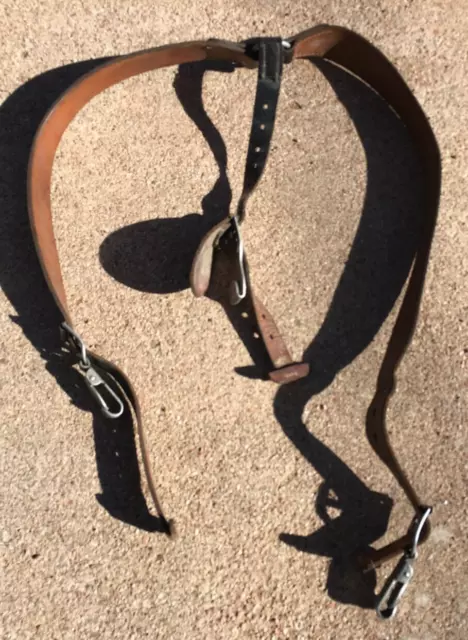German Austrian army Y-Strap suspender leather vintage military surplus harness