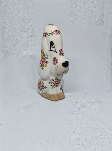 Vintage Studio Szeiler England Flower Dog Figurine Bloodhound  H 10 cm