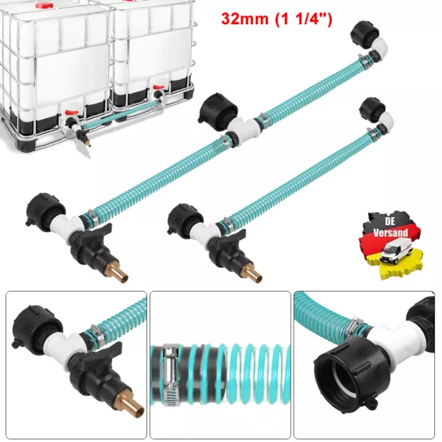 IBC Adapter S60x6 - 2/3 IBC nebeneinander Sparset Tankverbindung Schlauch 32mm