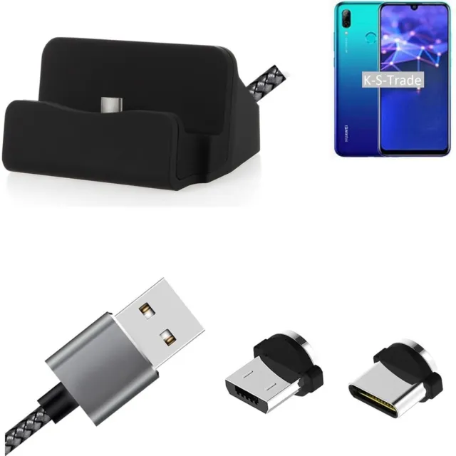 Station de recharge magnétique pour Huawei P Smart 2019 + USB-Typ C et Micro-US