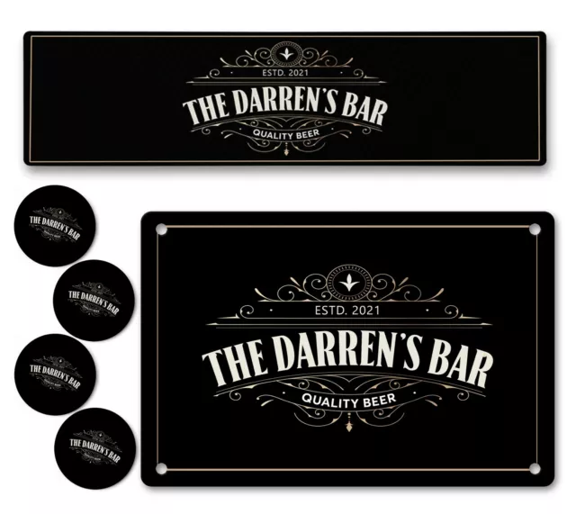 Personalised Bar Runner Sign Coaster Any Name Garden Plaque Gift Bar Pub 254 2