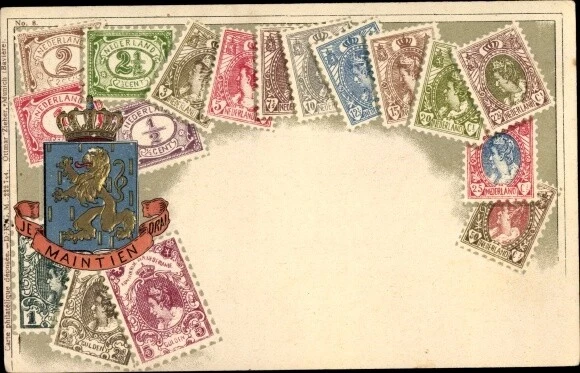 Präge Briefmarken Ak Nederland, Niederlande, Wappen, Ottmar Zieher - 10313639