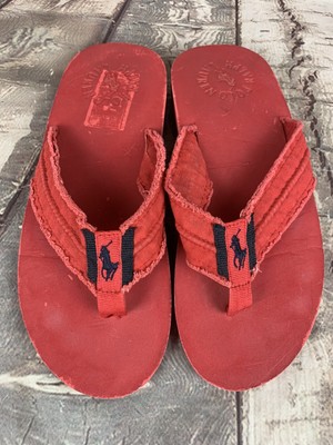 Ralph Lauren Red Thong Sandals Flip Flops Mens 8 Womens 9