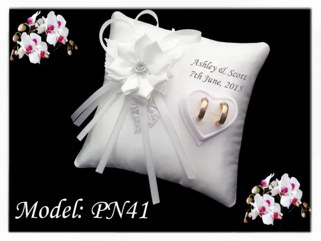 ~ Personalised wedding ring cushion pillow with rings holder box ~