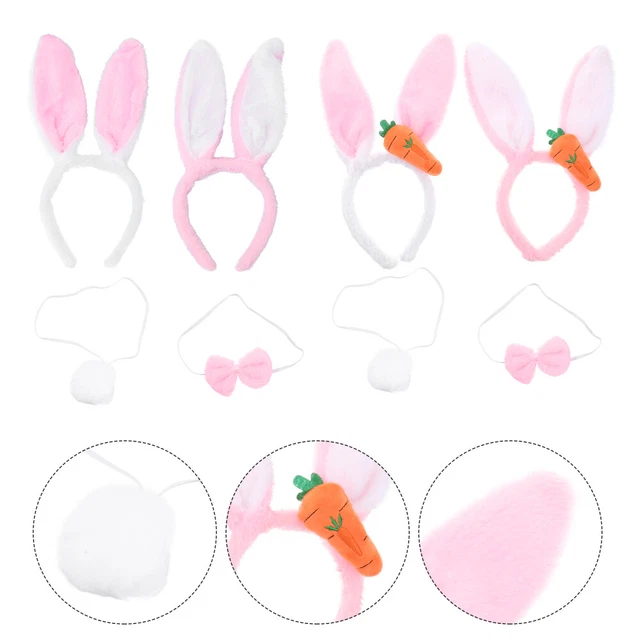 4 Set Costume Fascia Coda Coniglio Finta Coda Coniglio Orecchie Di Coniglio Coda Bambino
