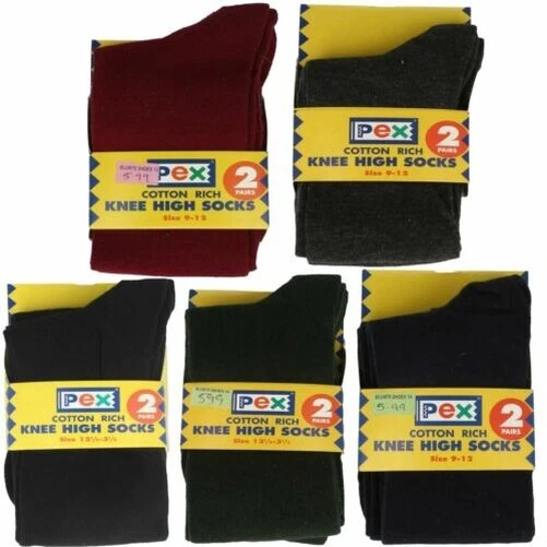 Filles Pex 2 Paire Paquet Chaussettes Hautes Genoux Diplômé
