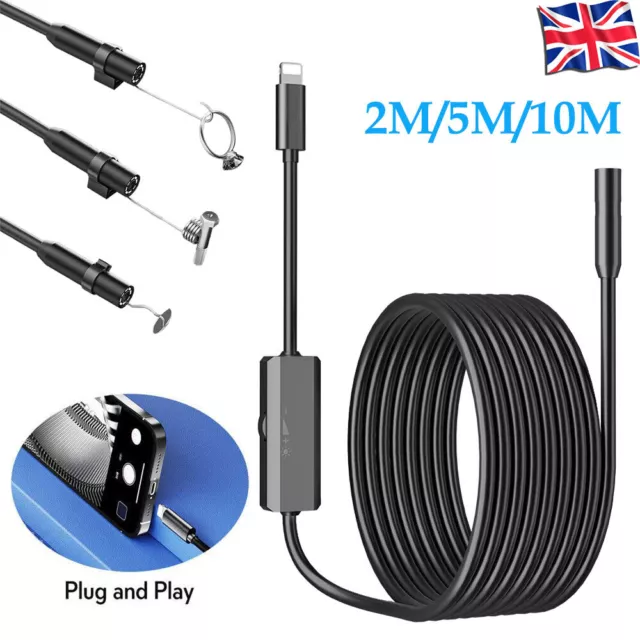 Snake Endoscope Borescope Inspection Camera Scope for iPhone iPad Waterproof UK