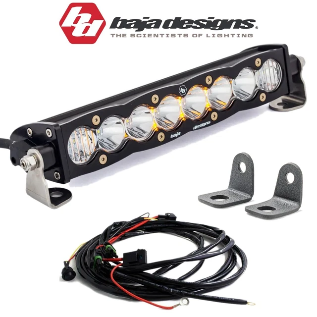 Baja Designs 10" S8 Combo Beam Hood Mount Light Bar Kit For Polaris RZR XP Turbo