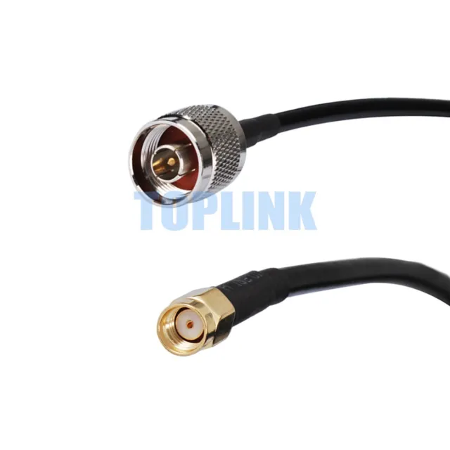 N Male Plug to RP-SMA Male (Female Pin) Wireless RF Pigtail Coax Cable KSR195 1M
