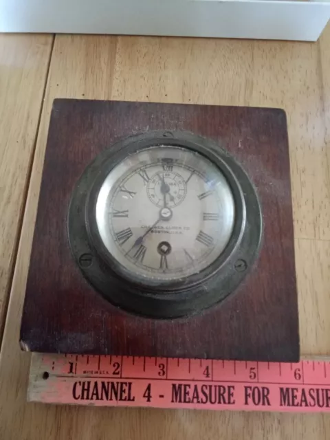 Old Working Antique Chelsea Clock Screw Top Glass Inset Second Dial Maritime