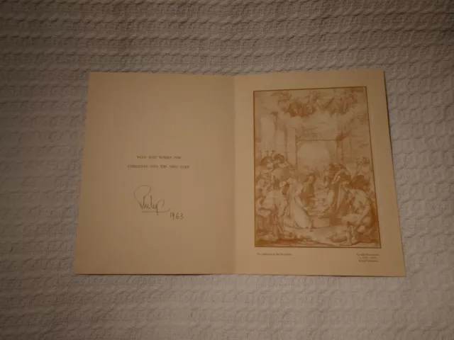 Official UK Royal Family Christmas Card Signed Prince Philip Duke Edinburgh 1963