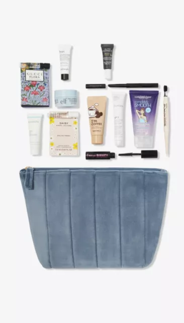 Ulta Beauty Bonus 13 Pcs Makeup Skincare Deluxe Samples Gift Set Blue Fluff Bag