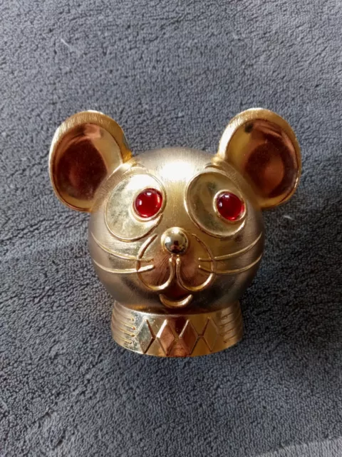 Vintage Metal Mouse Head Savings Bank with Key Akron National Bank and Trust