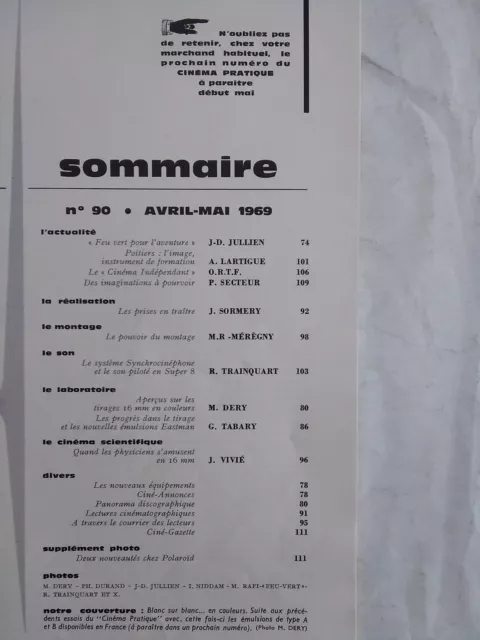 cinema pratique 90 1969 club feu vert cinema independant tirages 16mm montage 2
