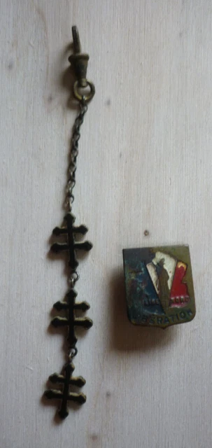 INSIGNE TISSU FFI croix de Lorraine LIBERATION sur feutrine 1944 EUR 10