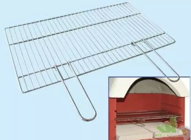 Griglia Graticola Acciaio Cromato Per Barbecue Braciere Bbq Cemento 67X40 Cm