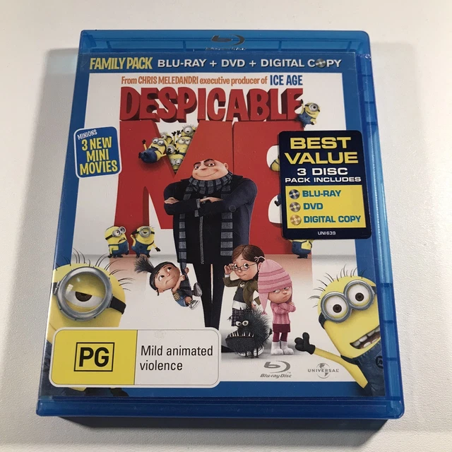 DESPICABLE ME BLURAY + DVD Region Free Animated Movie Gru Minions