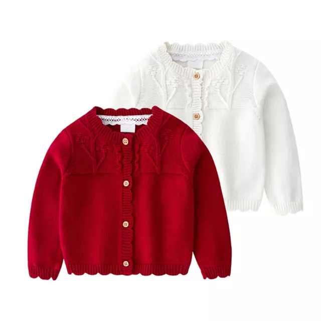 Girls Kids Baby Long Sleeve Knit Sweater Crew Neck Solid Sweater Winter Outfits