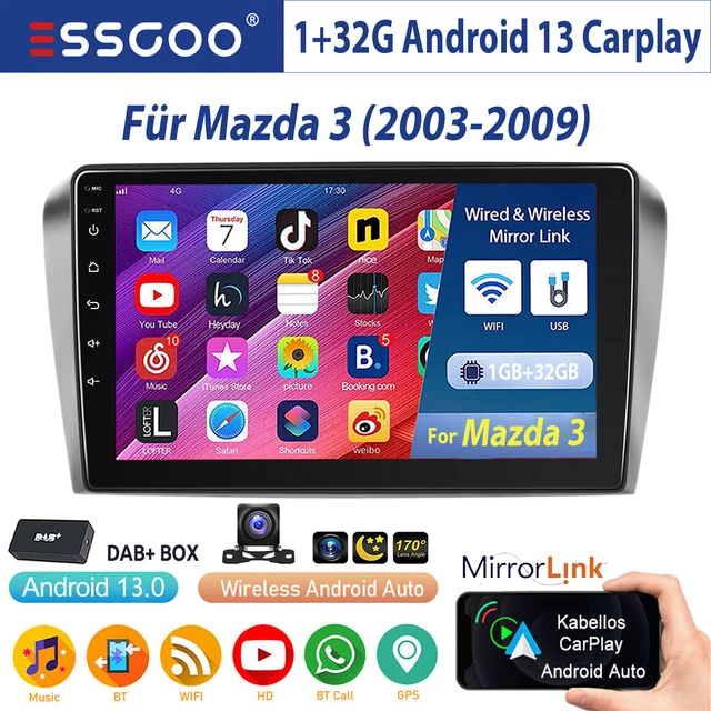 2 64G] Android 13 Autoradio für Mazda CX-5 2012-2015 mit Wireless Carplay & Android Auto - 9 Zoll Touchscreen Autoradio mit HiFi, GPS, WiFi Mirror Link Canbus AHD Rückfahrkamera