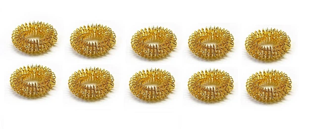 Chi-enterprise Anillos de Masaje Anti Stress Acupresión 10x (Oro, Grande)