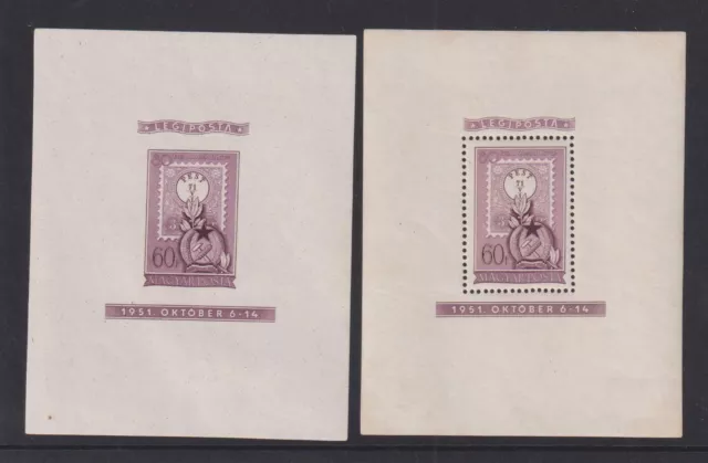 HUNGARY - 1951 - Michel Block 20 in lilac PERF + IMPERF MNH (2909)