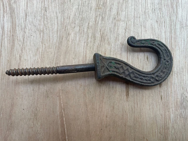 Antique Plant Bird Cage Hanger Hook Wall Mount Cast Iron Eastlake Design  5 1/4"