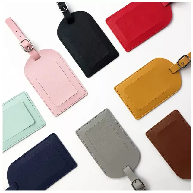 Leather Luggage Tags Suitcase ID Card Name Label Baggage Address Travel Holiday