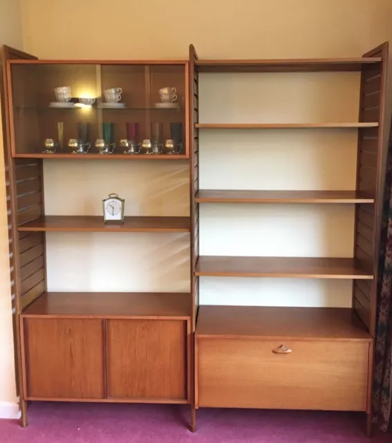 Outstanding 2 Bay Teak Ladderax Shelving /Display Stand Bookcase We Deliver