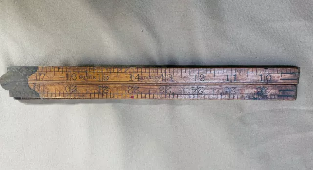 Vintage STANLEY Sweetheart No. 66-1/2 Boxwood & Brass Folding 36" Rule Has Crack