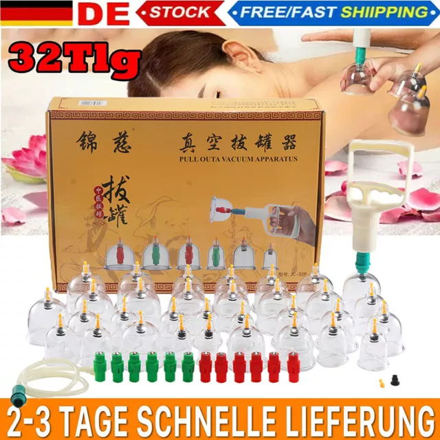 Schröpfen Set Für Vakuum Massage Mit 32tlg Schröpfgläser Rohr-Cupping Schröpfset