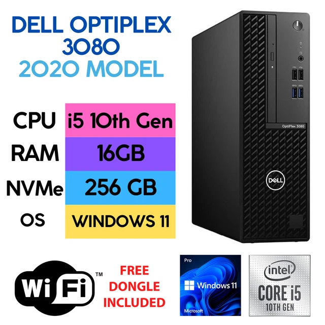 DELL OPTIPLEX 3080 SFF i5 10th Gen 16GB 256GB Windows 11 NVMe M2