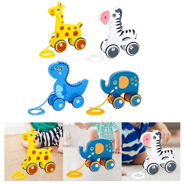 Jouet à Tirer éléphant En Bois – Marche Et équilibre Avec Clochette – Pour Enfants De 1 An – Motricité Fine, Roues Silencieuses