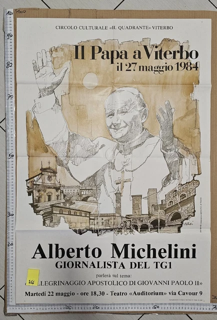 Manifesto Viterbo Il Papa A Viterbo 1984 Alberto Michelini Tg1 RAI Giovanni Paol